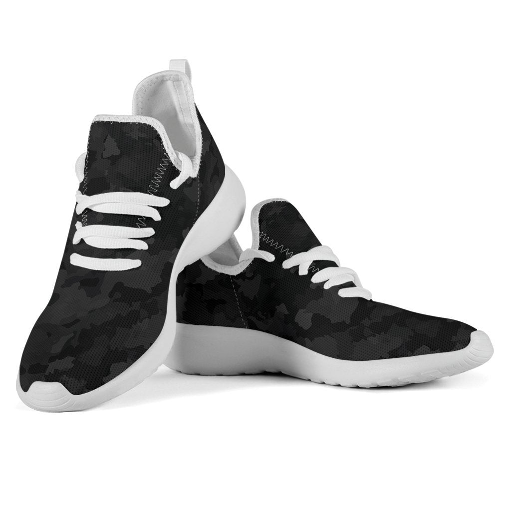 Black Camouflage Print Mesh Knit Shoes GearFrost