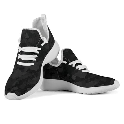 Black Camouflage Print Mesh Knit Shoes GearFrost