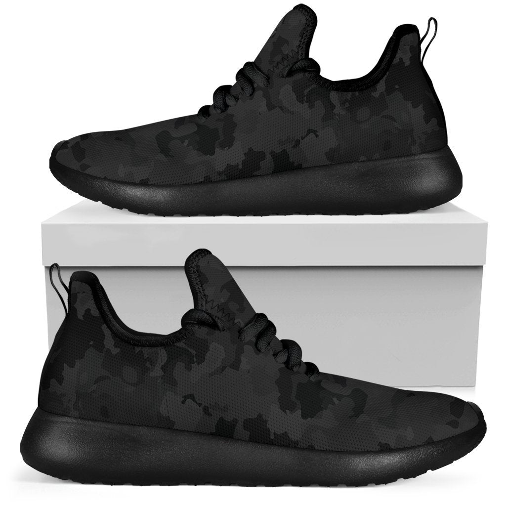 Black Camouflage Print Mesh Knit Shoes GearFrost