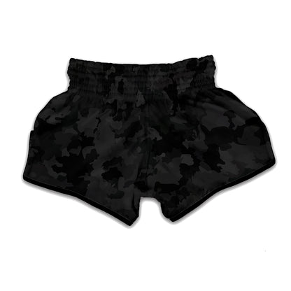 Black Camouflage Print Muay Thai Boxing Shorts