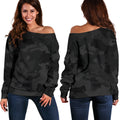 Black Camouflage Print Off The Shoulder Sweatshirt