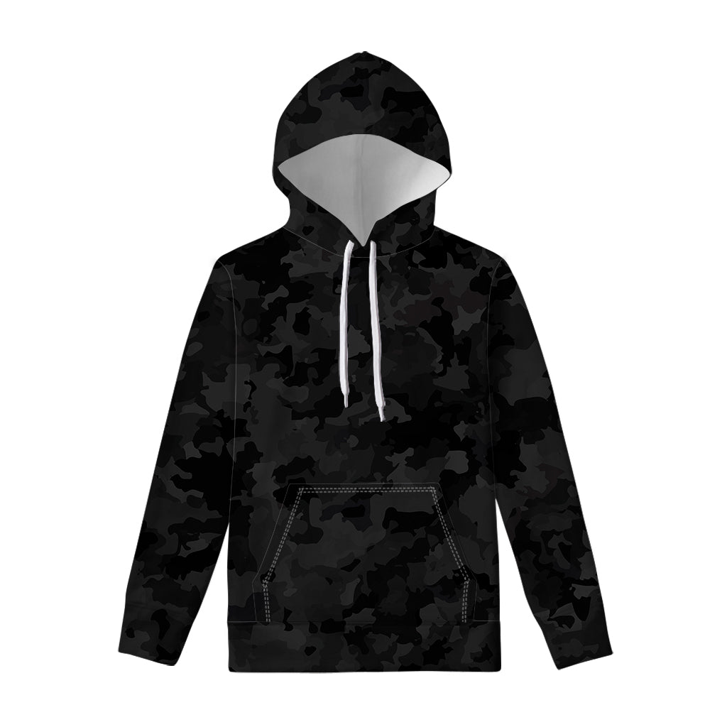 Black Camouflage Print Pullover Hoodie