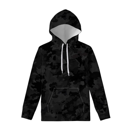 Black Camouflage Print Pullover Hoodie