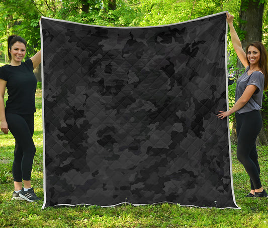 Black Camouflage Print Quilt