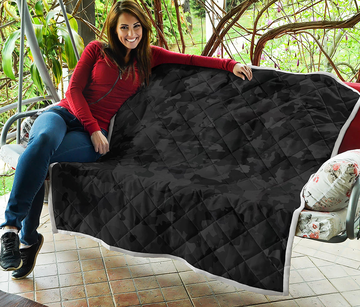 Black Camouflage Print Quilt