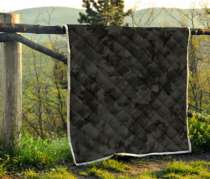 Black Camouflage Print Quilt