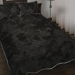 Black Camouflage Print Quilt Bed Set