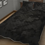 Black Camouflage Print Quilt Bed Set