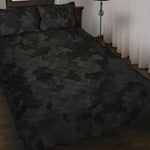 Black Camouflage Print Quilt Bed Set