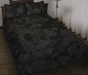 Black Camouflage Print Quilt Bed Set