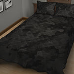 Black Camouflage Print Quilt Bed Set