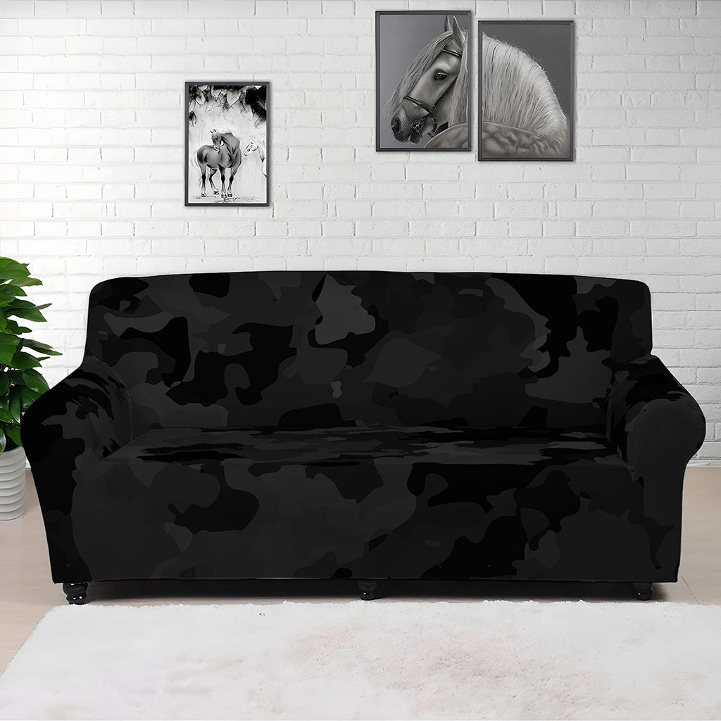 Black Camouflage Print Sofa Cover