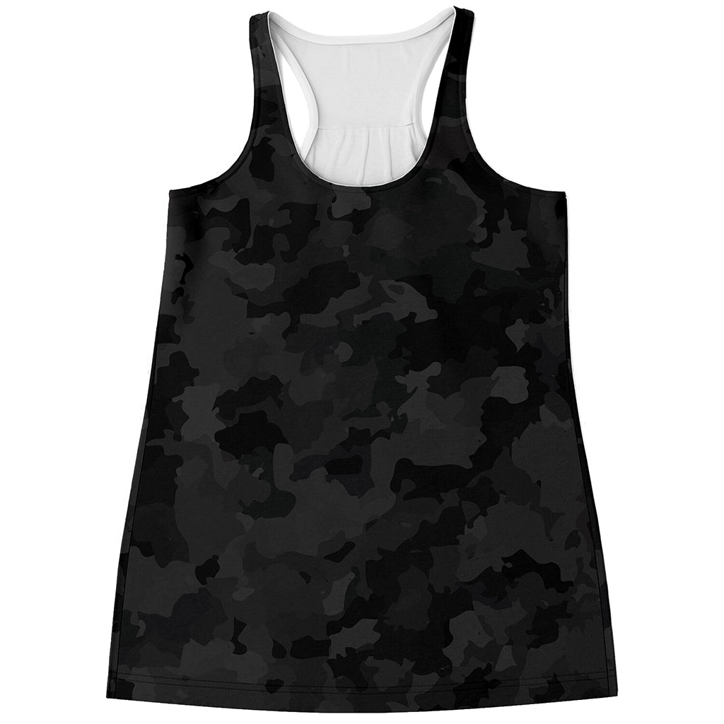 Black Camouflage Print Women's Racerback Tank Top