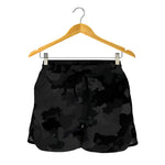 Black Camouflage Print Women's Shorts