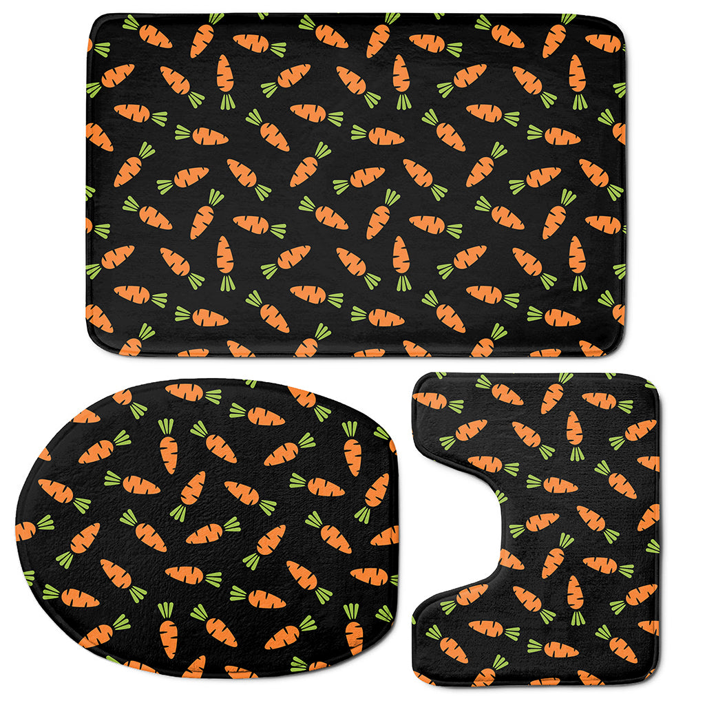 Black Carrot Pattern Print 3 Piece Bath Mat Set