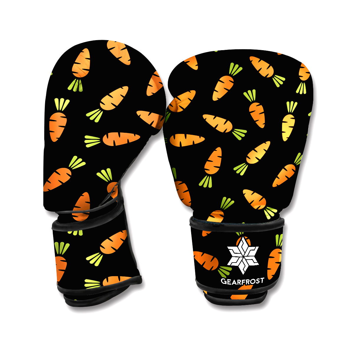 Black Carrot Pattern Print Boxing Gloves