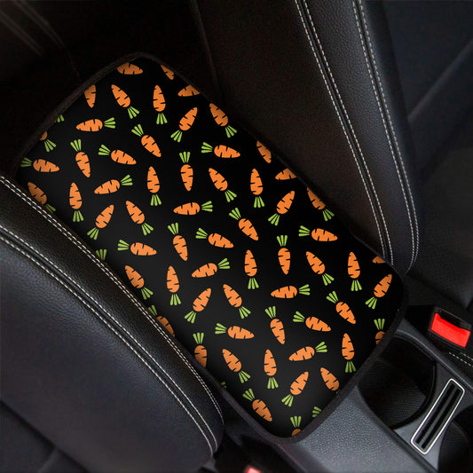 Black Carrot Pattern Print Car Center Console Cover