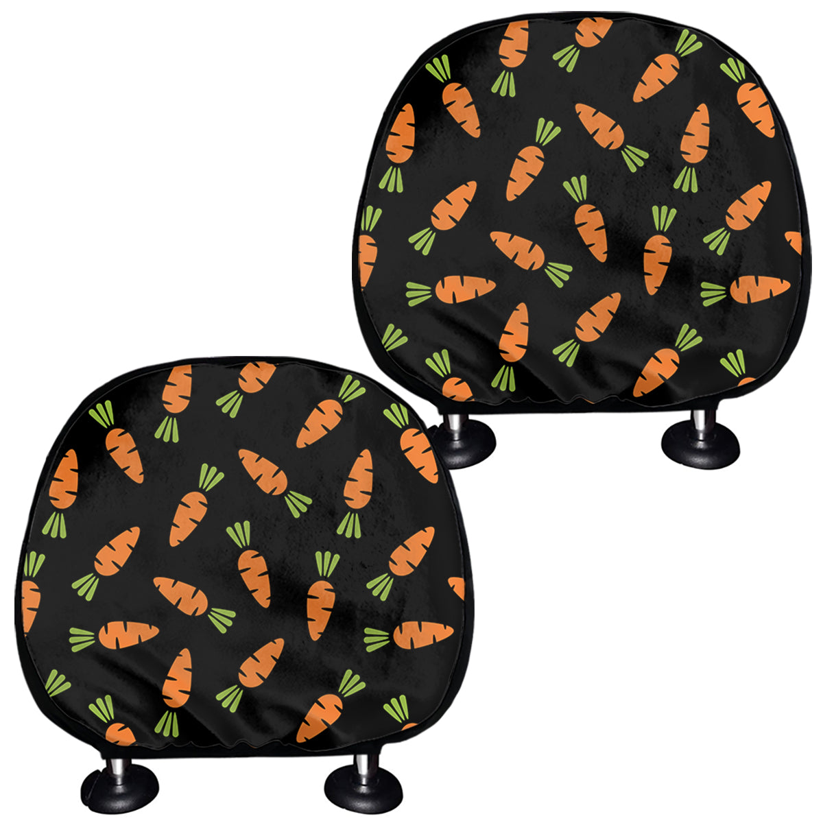 Black Carrot Pattern Print Car Headrest Covers