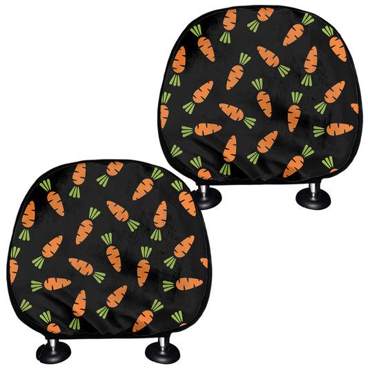 Black Carrot Pattern Print Car Headrest Covers