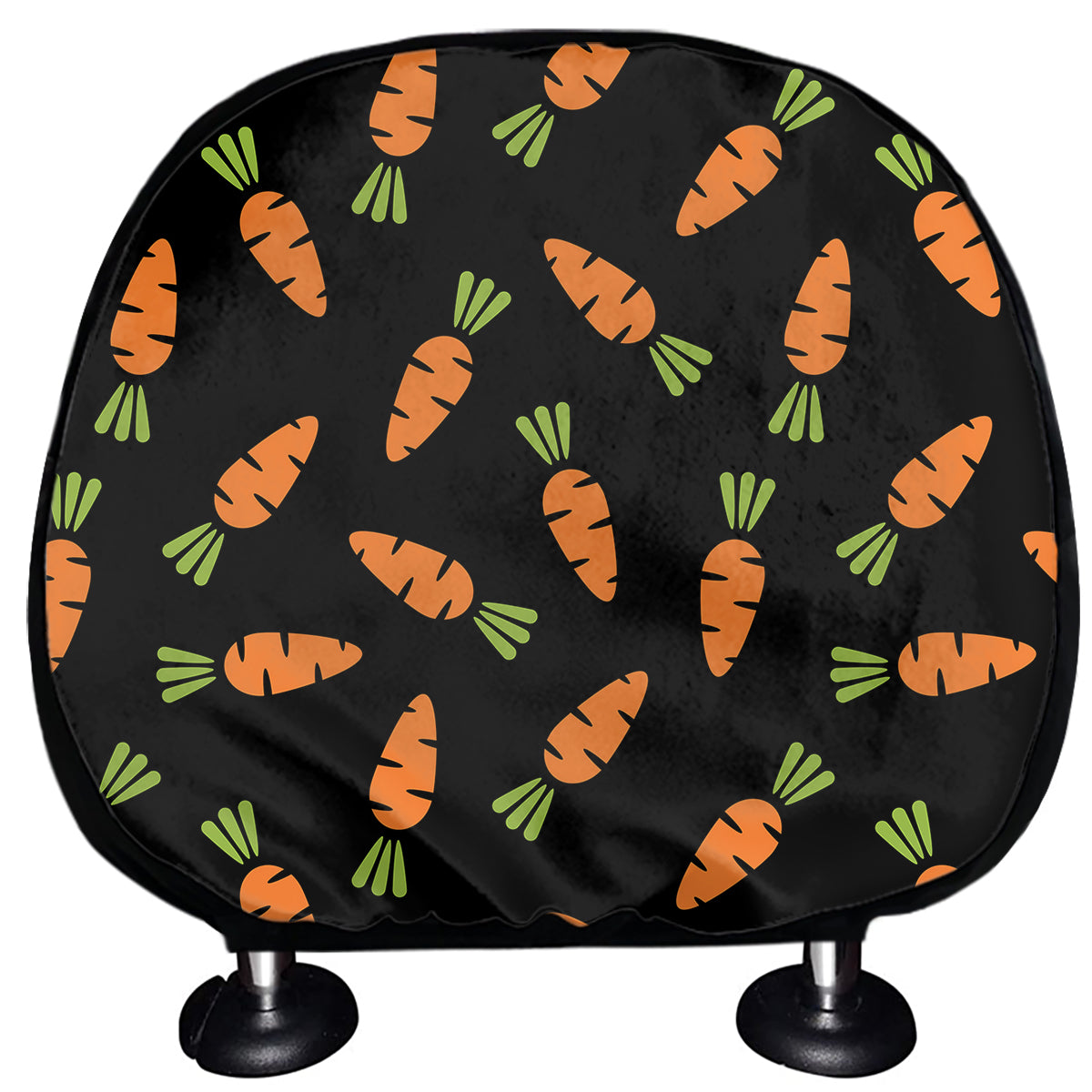 Black Carrot Pattern Print Car Headrest Covers