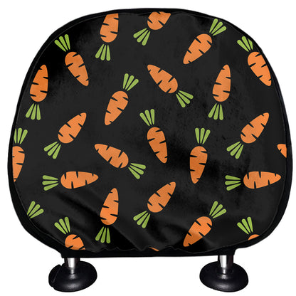 Black Carrot Pattern Print Car Headrest Covers