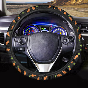 Black Carrot Pattern Print Car Steering Wheel Cover