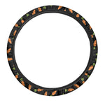 Black Carrot Pattern Print Car Steering Wheel Cover