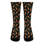 Black Carrot Pattern Print Crew Socks