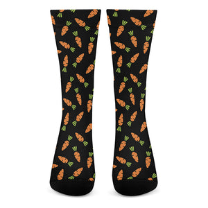 Black Carrot Pattern Print Crew Socks