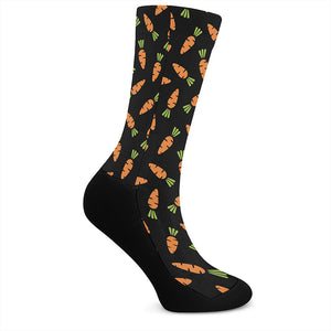 Black Carrot Pattern Print Crew Socks