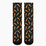 Black Carrot Pattern Print Crew Socks