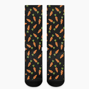 Black Carrot Pattern Print Crew Socks