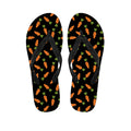 Black Carrot Pattern Print Flip Flops