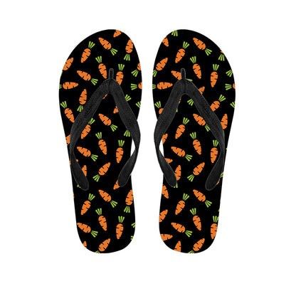 Black Carrot Pattern Print Flip Flops