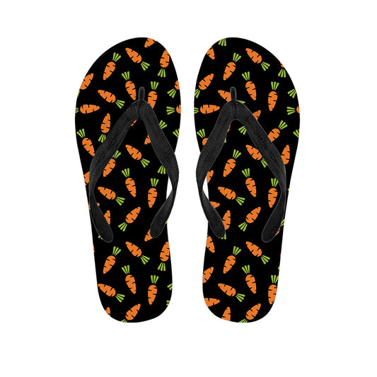Black Carrot Pattern Print Flip Flops