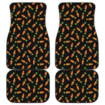 Black Carrot Pattern Print Front and Back Car Floor Mats