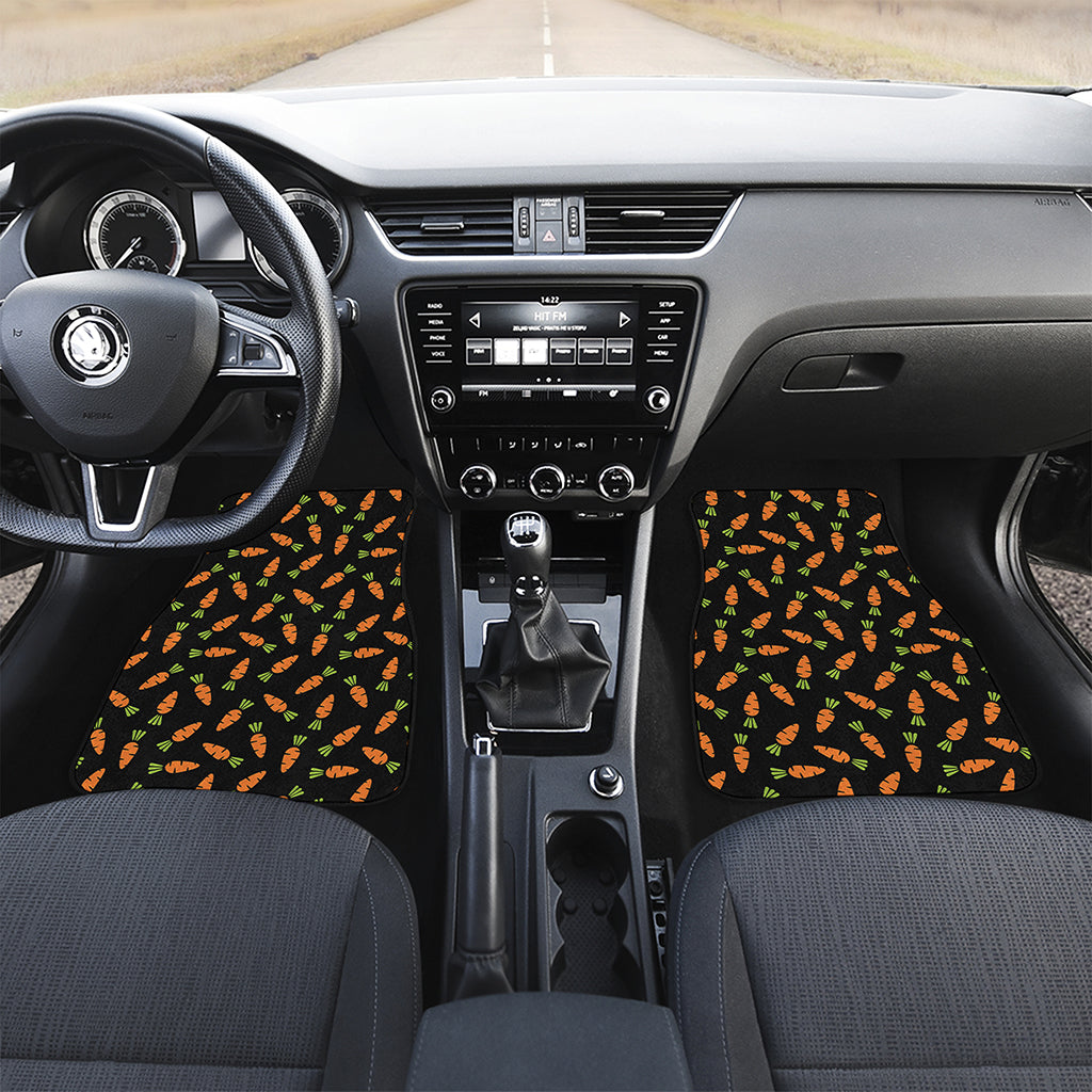 Black Carrot Pattern Print Front and Back Car Floor Mats