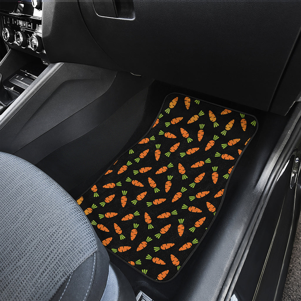 Black Carrot Pattern Print Front and Back Car Floor Mats