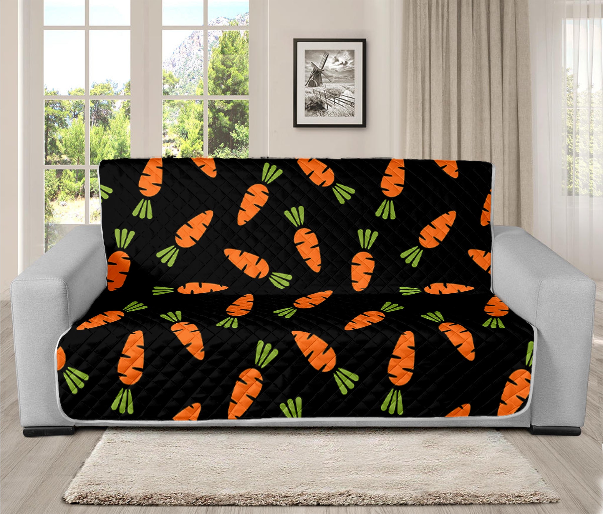 Black Carrot Pattern Print Futon Protector