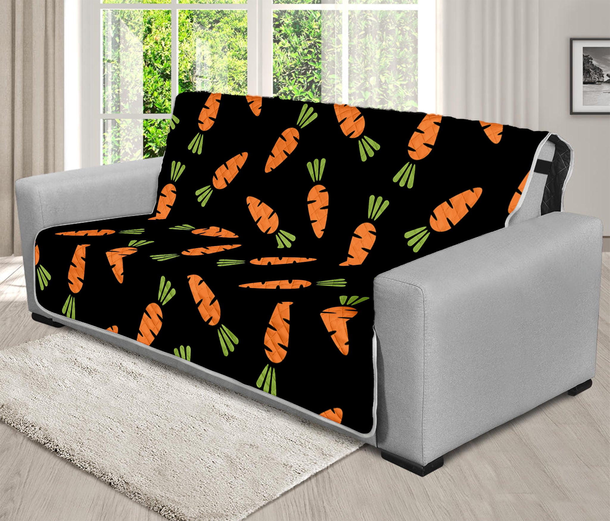 Black Carrot Pattern Print Futon Protector