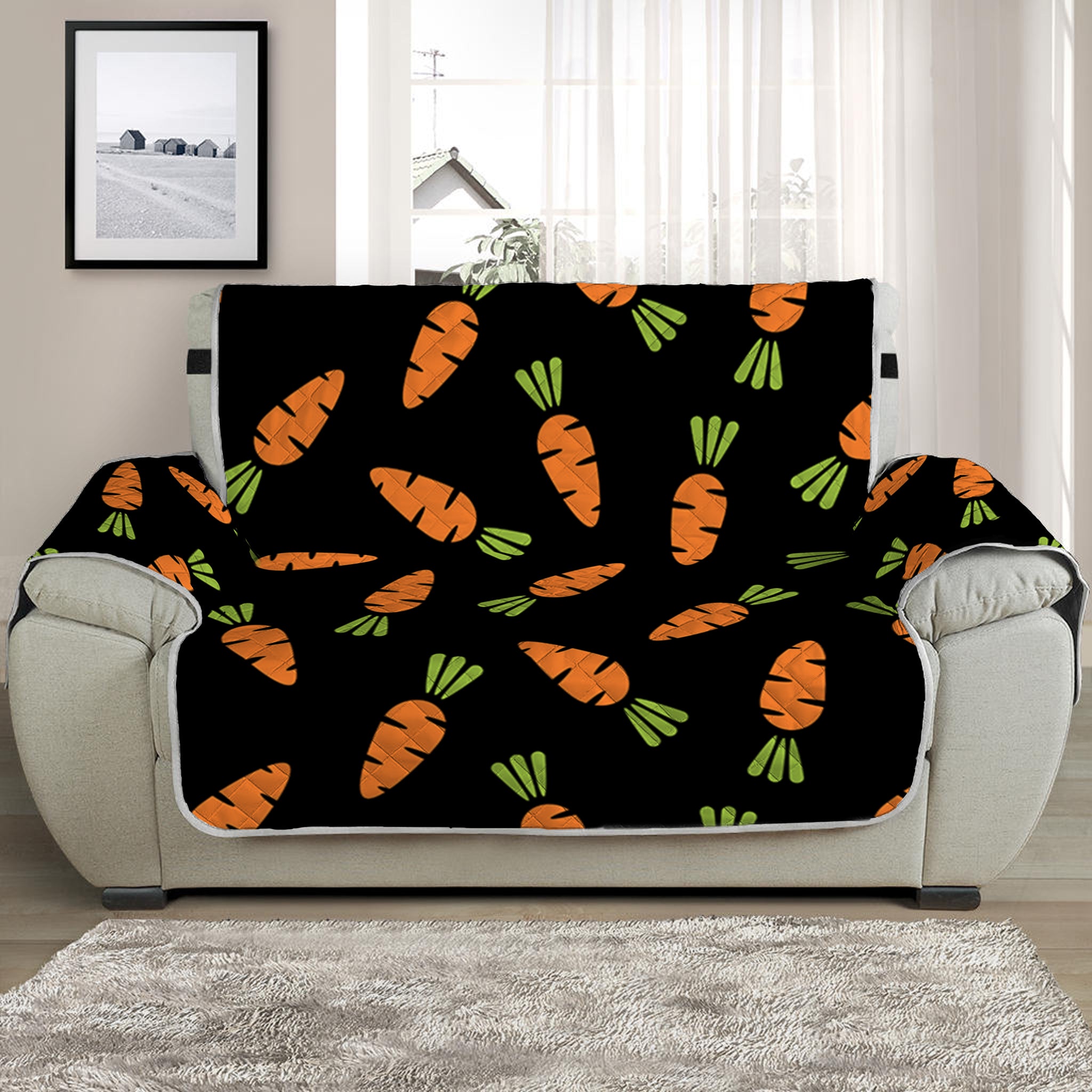 Black Carrot Pattern Print Half Sofa Protector