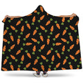 Black Carrot Pattern Print Hooded Blanket