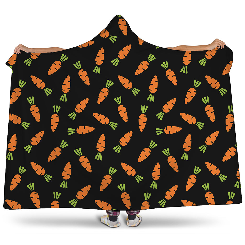 Black Carrot Pattern Print Hooded Blanket