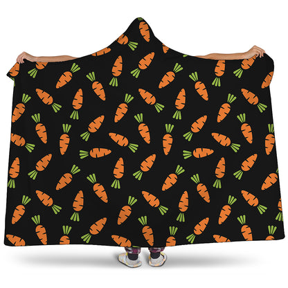 Black Carrot Pattern Print Hooded Blanket