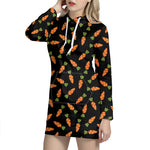 Black Carrot Pattern Print Hoodie Dress