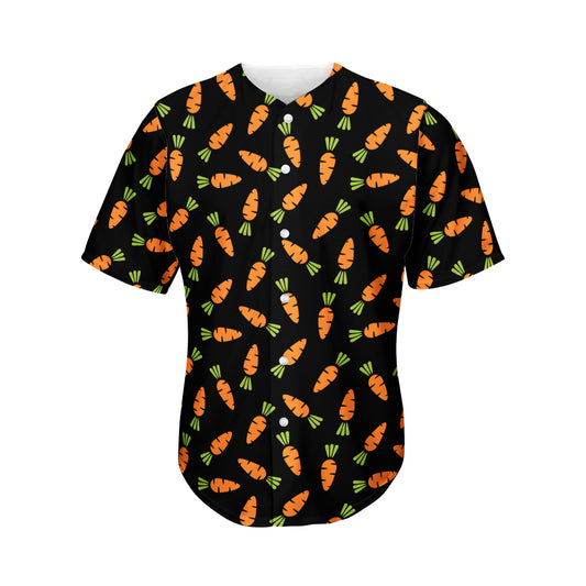 Black Carrot Pattern Print Men's Baseball Jersey