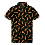 Black Carrot Pattern Print Men's Short Sleeve Shirt