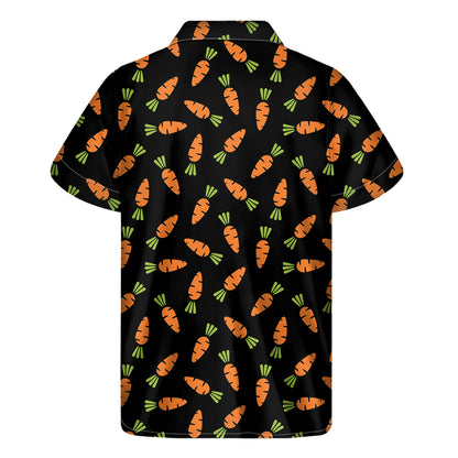 Black Carrot Pattern Print Men's Short Sleeve Shirt