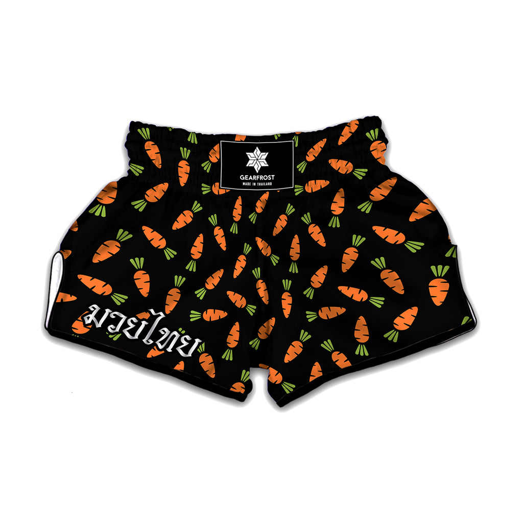 Black Carrot Pattern Print Muay Thai Boxing Shorts