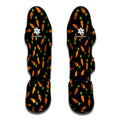 Black Carrot Pattern Print Muay Thai Shin Guards